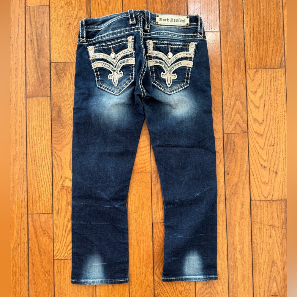Rock Revival Dark Blue Jean Capris - Size 28 - Picture 3 of 4